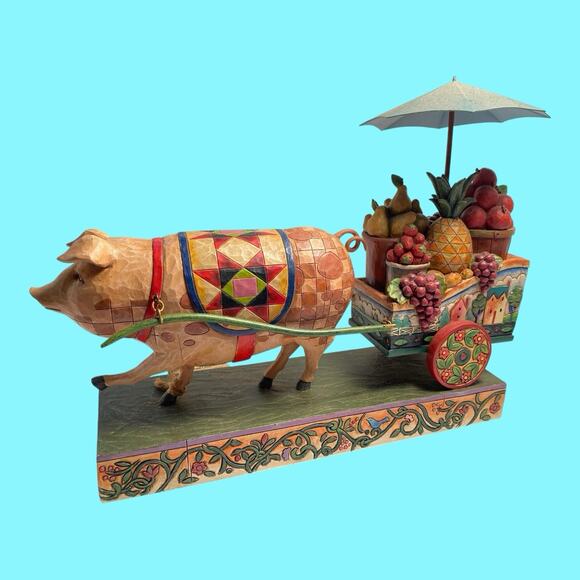 Jim Shore This Little Piggy Went To Market Pig Fruit Cart Heartwood Creek Enesco - Picture 5 of 16
